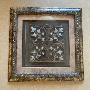 Elegant Framed Floral Wall Art in Gold and Brown